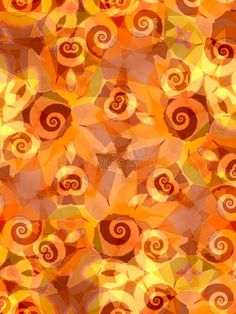 an orange and yellow abstract background with spirals