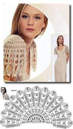 a crochet pattern for a woman's dress and shawl with lace