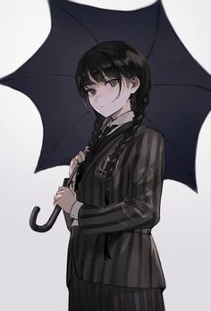 a man holding an umbrella in front of a white background with black stripes on it
