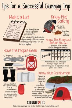 camping tips for successful camping trip with an info sheet on how to use them