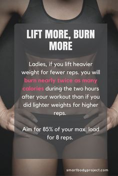 a woman's stomach with the words lift more burn more on it and an image of