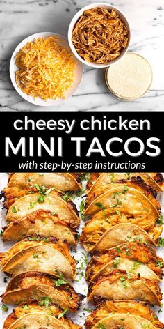 cheesy chicken mini tacos with step by step instructions