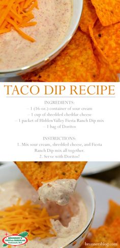 an image of taco dip recipe with chips