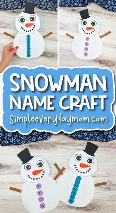 snowman name craft for kids to make with paper and glue on the outside of it