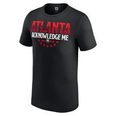 a black t - shirt with the words atlanta on it and stars in red lettering