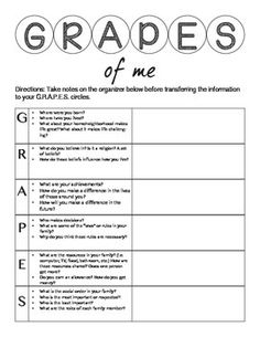 a worksheet with the words grapes of me in black and white, on top of