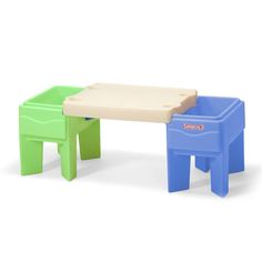 two children's plastic stools sitting next to each other