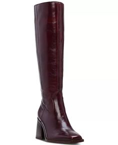 Vince Camuto - Sangeti Snip-Toe Riding Boots Long Dress With Tall Boots, Red Boots Aesthetic Outfit, 90s Knee High Boots, Red Tall Boots, Burgundy Knee High Boots Outfit, Fall 2024 Shoe Trends, Fall 2024 Shoes, Dark Red Boots Outfit, Fall Shoes 2024