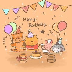 a birthday card with winnie the pooh and friends