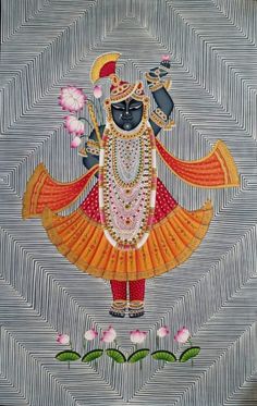 Pichwai Shrinathji Painting, Pichwai Painting, Buddhist Art Drawing, Kerala Mural Painting, Pichwai Paintings, Lord Ganesha Paintings, Indian Painting, Vedic Art, Indian Folk Art