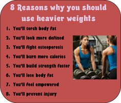 an exercise poster with the words 8 reasons why you should use heavier weights