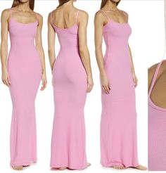 Long Slip Dress, Ribbed Maxi Dress, Long Slip, Pink Soft, Pink Outfits, Bubblegum Pink, Pretty Dresses