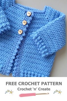 Free Crochet Pattern for cotswold baby sweater from crochet 'n' create. Free easy-to-follow pattern. Newborn Cardigan Crochet Pattern Free, Crochet Baby Girl Sweater Free Pattern, Beginner Crochet Sweater, Crochet A Cardigan, Crochet Cardigan For Beginners, Crochet Baby Cardigan Pattern, Crochet Baby Cardigan Free Pattern, Make Step By Step, Crochet Baby Projects