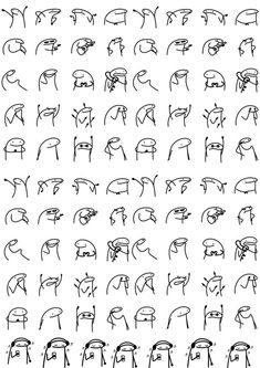 an image of various hand drawn faces and hands