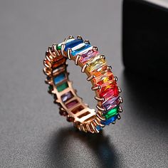 Style: Affordable luxury style Size: No. 6, No. 7, No. 8, No. 9 Fashion Element: Color Matching, Geometry, Rainbow Rainbow Jewelry, No 8, Luxury Style, Fantasy Jewelry, Affordable Luxury, Fancy Outfits, Woman Colour, Color Matching, Women Rings