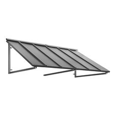 a metal awning on top of a white wall
