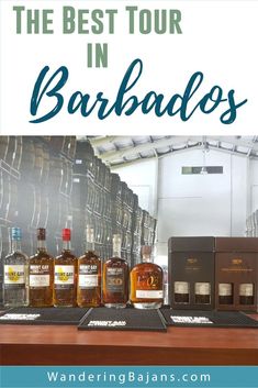 the best tour in barbados with three bottles on top and two boxes behind it
