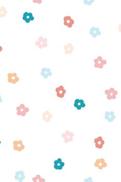 an iphone wallpaper with flowers and lines on the bottom, in pink, blue and orange