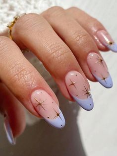 Purple  Collar  ABS Cartoon,Graphic Color Nails Embellished   Nail,Hand & Foot Care Purple Star Nails, Moon Nail Designs, Purple And Gold Nails, Purple French Manicure, Purple Wedding Nails, Celestial Nails, Blue Prom Nails, Texas Nails, Prom Nails Silver