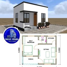 the floor plan for a small house with an attached bathroom and living room, as well as a kitchen