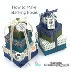 how to make stacking boxes with ribbon and tags for gift cards or other items