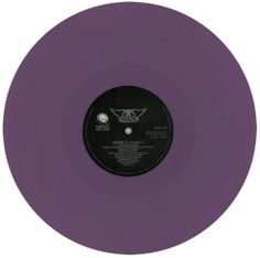 purple vinyl record with black and white label