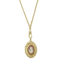 A style popularized by Queen Victoria, this timeless vintage inspired double locket necklace from 1928 will add a beautiful touch to any ensemble. Featuring a simulated carnelian and ivory color cameo set on an etched gold tone frame, this is sure to become a favorite piece in your jewelry collection. A style popularized by Queen Victoria, this timeless vintage inspired double locket necklace from 1928 will add a beautiful touch to any ensemble. Featuring a simulated carnelian and ivory color ca Queen Victoria, Open Locket, Vintage Tattoo Art, Jewelry Girl, 1928 Jewelry, Vintage Tattoo, Gold Dipped, Locket Necklace, Ivory Color