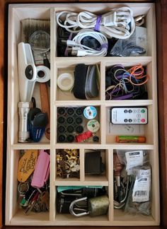 a drawer filled with lots of different items