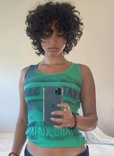 Layer Haircuts For Curly Hair, Modern Mullet Black Women, Really Short Wavy Haircuts, Short Curly Hair Light Skin, Short Curly Haircut Women, Nonbinary Curly Hair, Curly Hair Mullet Woman, Shaggy Short Curly Hair, "bixie" Haircut Curly