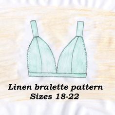 This is an easytosew bralette pattern for a stable fabric. The cup size is determined in accordance with the main measurement GD (see the picture); the length of the band is determined according to your circumference under the bust, minus the length of the hook and eye closure. Also, the width of the band is equal to the width of the closure.This bralette is sewn without the use of band elastic and picot elastic; only the strap elastic is used here.All my bras sewn on conventional sewing machine Diy Sports Bra Pattern, Cotton Bra Sewing Pattern, Linen Bra Pattern, Brallete Pattern, Bralet Pattern, Bra Making Pattern, Wireless Bra Pattern, Linen Bralette, Linen Bra