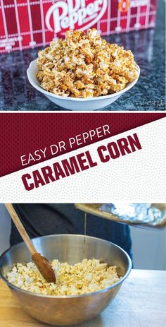 caramel corn is being cooked in a bowl