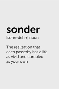 the words sonder are in black and white