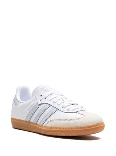 Adidas Samba OG "Halo Blue" Sneakers - Farfetch Shoes Cute Aesthetic, White Low Top Shoes, Sorority Recruitment Shoes, Costal Granddaughter Shoes, Cute Basic Shoes, Sambas Colors, Light Blue Sambas, Preppy Shoes For School, Cool Girl Shoes