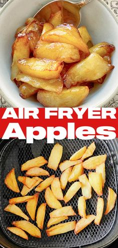 air fryer apples are being cooked on the grill