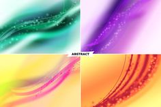 four abstract backgrounds with different colors and shapes