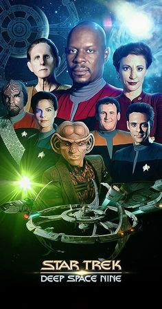 the poster for star trek deep space nine, which features many characters and their names