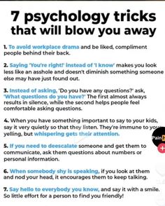 a poster with the words 7 psychology tricks that will blow you away