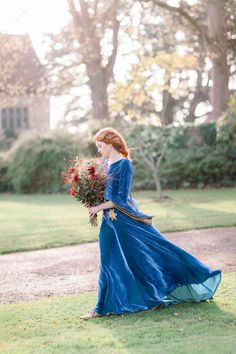 Blue Velvet Wedding Dress, Blue Velvet Wedding, Concept Outfits, Medieval Fairytale, Medieval Wedding Theme, Velvet Gowns, Velvet Wedding Dress, Joanne Fleming, Fairytale Wedding Inspiration
