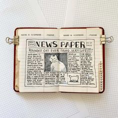 an old news paper with a cat on it