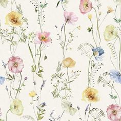 watercolor flowers and plants on a white background