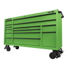 a blue toolbox with wheels on a white background