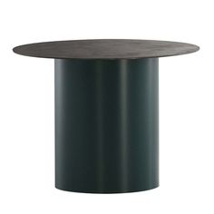 a round table with a black top on a white background