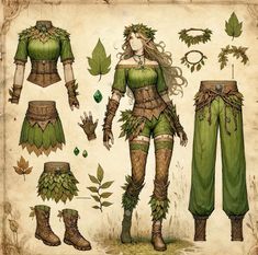 Nature Clothes Design, Dark Fae Ren Faire, Druid Aesthetic Outfit, Druid Cosplay Woman, D&d Fairy Character, Air Outfit Element, Forest Fantasy Outfit, D&d Druid