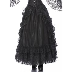 Material: Polyester 
Weight: 0.8KG 
Size: One Size 
Length: 102CM/40.2" 
Waist: 72CM/28.3" 
SKU:?KW123BK Dark Royaltycore, Court Skirt, Lace Overskirt, Goth Skirts, Vampire Bride, Victorian Skirt, Goth Skirt, Vampire Clothes, Gothic Skirt