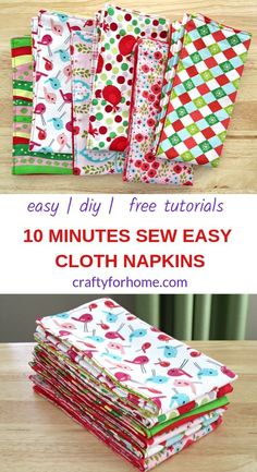 the instructions for how to make handmade cloth napkins with free sewing pattern on it