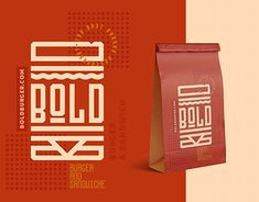 a red bag with the word bold on it next to an orange and white background