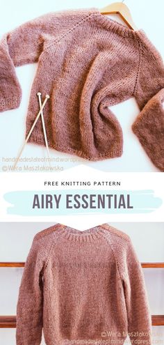 the knitting pattern for an airy sweater is shown