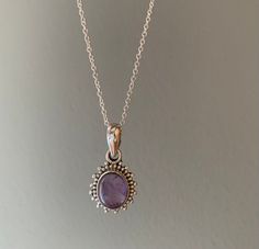 Dainty Sterling silver oval amethyst necklace Necklace Gift Box, Pendant Necklace Simple, Necklace Amethyst, Purple Necklace, Dope Jewelry, Jewelry Lookbook, Life Force, Pretty Jewelry, Funky Jewelry