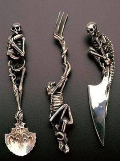 two skeleton forks and spoons are shown on the facebook page, one is holding a fork