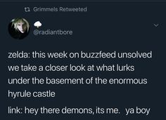 a tweet with the caption that reads, zelda this week on buzzized unsolved we take a closer look at what lurks under the basement of the